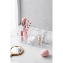 Zuri Design Mika Makyaj Organizeri Şeffaf Bölmeli Masaüstü Kozmetik Düzenleyici 6 Bölmeli