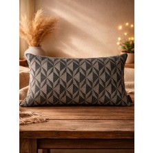 Mrs.Gugar Kahverengi Geometrik Desenli Keten Kırlent Kılıfı 35X50 cm – Premium Collection