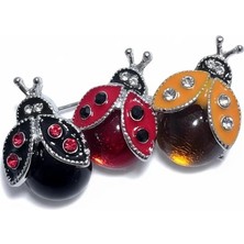 Cesicey Uğurböceği Broş Taş Detaylı Mineli  Gümüş Renk