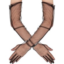 Ett Uzun Boy Likralı Siyah Yetişkin Mega Tül Eldiven