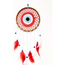 Ett Nazar Boncuğu Motifli Düş Kapanı El Yapımı Kırmızı Duvar Süsü