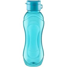 Mikasso Turkuaz 750 ml Şeffaf Öğrenci Beslenme Suluk Okul Ofis Spor Salonu Yürüyüş Su Şişesi Mug Matarası Pl