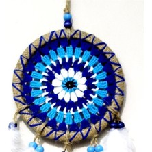 Ett Nazar Boncuğu Desenli Dream Catcher El Yapımı Kuş Tüylü Rüya Kapanı Duvar Süsü