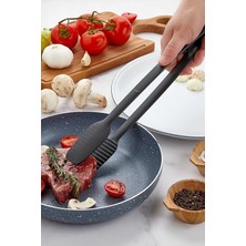 Mikasso Servis ve Izgara Maşası Yanmaz Yapışmaz Plastik Maşa Kaymaz Barbekü Maşası Plastik Siyah