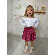 Aden Kız Çocuk Etekli Gömlekli Şık Takım