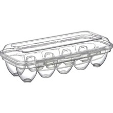 Mikasso 10'lu Yumurta Kabı Plastik Yumurta Saklama Kabı Buzdolabı Kabı Plastik Beyaz