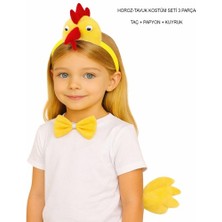 Ett Horoz – Tavuk Kostüm Aksesuar Seti - Taç Papyon Kuyruk