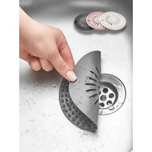 Mikasso Antrasit Gri Yuvarlak Silikon Evye Süzgeci Lavabo Süzgeci Küvet Süzgeci, Lavabo Tıkacı 1 Adet Siliko