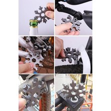 Mikasso Paslanmaz Çelik Çok Fonksiyonlu Alyan Tornavida Takımı Kar Tanesi Anahtarlık Konserve Açıcı 1450