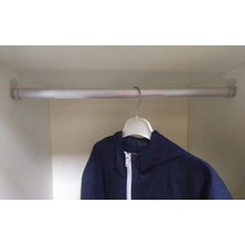 Mikasso Alüminyum Yuvarlak 50 cm Dolap Içi Elbise Askı Borusu 2 Adet Plastik Askı Aparatı Vidaları