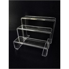 Mikasso Ayakkabı Standı 3'lü Merdiven Set Kademeli Pleksi Şeffaf Plastik Beyaz Tr