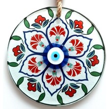 Ett Karanfil Desenli Nazar Boncuklu Füzyon Cam Duvar Süsü