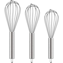 Mikasso 3'lü Çırpıcı Set, Paslanamaz Çelik Tel Çırpıcı, Karıştırıcı Çelik