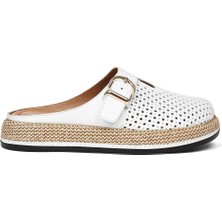 Celal Gültekin Kadın Beyaz Deri Terlik