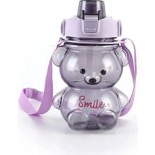 Mikasso Smile Ayıcık Model Su Matarası Su Şişesi Suluk 1000 ml Öğrenci Matarası Okul Suluğu Sticker Hediyeli