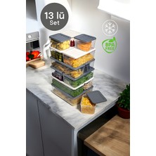 Nesto Home 13LÜ Renkli Derin Buzdolabı Düzenleyici Buzluk ve Mikrodalga Saklama Kabı 1X53004X2500 4X2470 4X1100