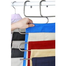 Mikasso 2 Adet Krom Dolap Içi Akıllı Askı Pantolon Askısı Metal Metalik