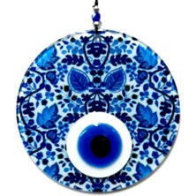 Ett Yaprak Desenli El Yapımı Cam Nazar Boncuğu Yaprak Desenli Cam Duvar Süsü