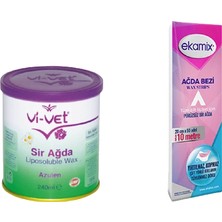 Vi-Vet Azulen Aroma İçeren Sir Ağda 240 ml x 3 + Ekamix Ağda Bezi ile Etkili Tüy Dökme