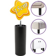 Mikasso Silindir Destek Ayağı 15 cm Siyah Gizli Ayak M8 Civatalı Incediş Mobilya Kanepe Baza Koltuk Siyah