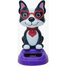 Ett Güneş Enerjili Solar Sallanan Gözlüklü Köpek Figürü