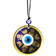 Ett Kırmızı Laleli Gold Renk Cam Süs Altın Varaklı Duvar Dekoru