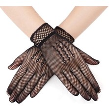 Ett Siyah Renk Likralı File Eldiven Parmaklı Örgü Eldiven Yetişkin Boy