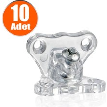 Mikasso Açılı T Bağlantı Çektirme Şeffaf Plastik Köşe Birleştirme Kelebek (10 Adet) Şeffaf