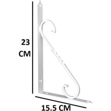 Mikasso Renk Seçenekli Beyaz 23X15.5 Ferforje Raf Altı Metal L Ayak - Raf Altı - Tek Ebat - Beyaz Beyaz