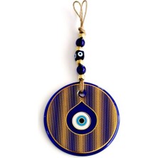 Ett Altın Sarısı Yaldızlı Damla Göz Modelli Cam Duvar Süsü