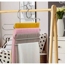 Mikasso 5 Katlı Metal Pantalon Eşarp Askısı Dolap Içi Düzenleyici Pantolon Askısı Pratik Düzenleme Askılık M