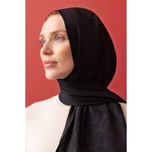 Imannoor Dama Desen Siyah Naia Pamuk Şal 70x200