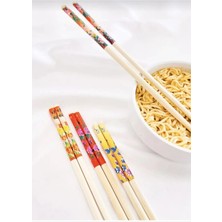 Mikasso 3 Çift Desenli Çin Yemek Çubuğu, Şık ve Pratik Set Bambu Beyaz