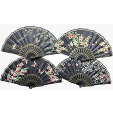 Ett Plastik Siyah Kumaş Yelpaze 12'li Set