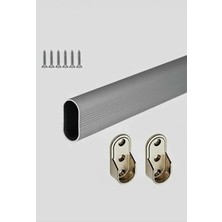 Mikasso Oval Alüminyum Gardrop Dolap Içi Askı Borusu 40CM Metal Gri