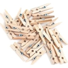 Mikasso Mandal Ahşap Mini Mandal 20 Adet Küçük Boy 3,5 Cm. Ahşap Kahverengi