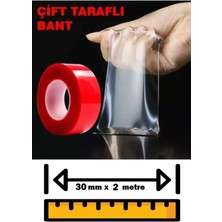 Mikasso Çift Taraflı Bant Şeffaf Silikon Bant Güçlü Yapıştırıcı Montaj Bandı 30MM x 2 Metre