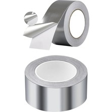 Mikasso Alüminyum Yanmaz Folyo Bant Tamir Soba Boru Bandı Suya Sıcağa Dayanıklı Yama Düz Gri 45 mm x 20 M -