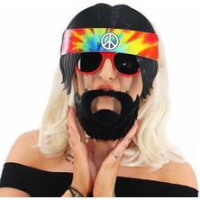 Ett Siyah Saçlı Bandana Hippi Parti Gözlüğü