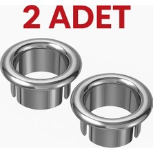 Mikasso Parlak Krom Görünümlü Lavabo Taşma Yüzüğü - Dayanıklı Metal Evye Taşma Halkası 2 Adet