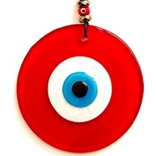 Ett Nazar Boncuklu Deri Ipli Tasarım Harikası Kırmızı Cam Duvar Süsü