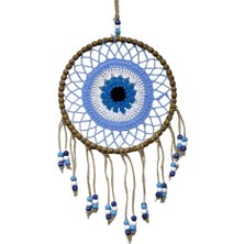 Ett Örgülü Duvar Süsü Buz Mavisi Örgü Duvar Süsü