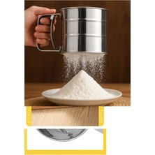 Mikasso Paslanmaz Çelik Un Eleği – Tek Elle Kullanım, Pratik Yaylı Mekanizma, 3 Kat Eleme