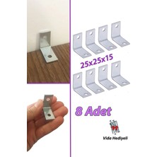 Mikasso 8 Adet Mobilya Eşya Dolap Duvar Sabitleyici Köşe Bağlantı L Demir Gönye Deprem Güvenliği 25X25X15MM