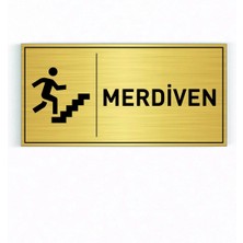 Mikasso Merdiven Yazılı Gold Metal Levha 20 x 10 cm