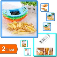 Mikasso Patates Dilimleyici + Rende Soyacak 5 Fonksiyonlu Sebze Meyve Soyucu Doğrayıcı - 2li Set GRC6PE Çeli