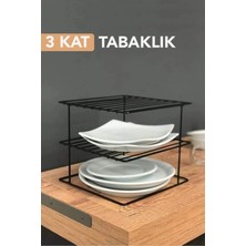 Mikasso 3 Katlı Metal Siyah Tabaklık Düzenleyici Organizer Dolap Içi Raf Metal 25 x 25 Siyah
