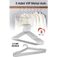 Mikasso Metal Elbise Kıyafet Askısı,3 Adet, Giysi Askısı,pantolon Askısı Tel Askı Vıp Metal Metalik Tr