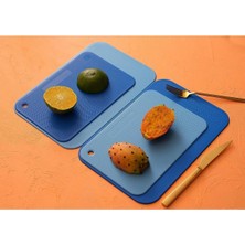 Mikasso 2'li Esnek Kesme Tahtası , Bükülebilir Kesim Matı Plastik Lacivert