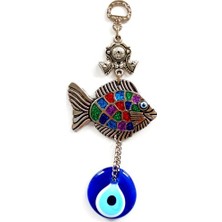 Ett Mavi Nazar Boncuklu Balık Figürlü Mini Balık Duvar Süsü